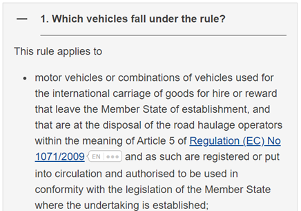 EU vehicles under rule